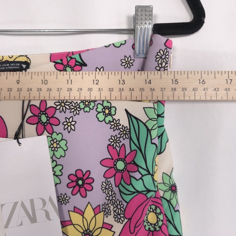 ZARA New Floral Mini Skirt MEDIUM Multicolor Stretch Women’s 8342/008 ROMANIA - Picture 7 of 16